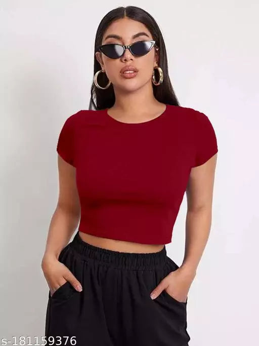 Maroon Crop Top For Woman
