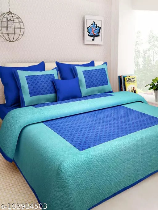 Double Pure Cotton Bedsheet With 2 Pillow Covers