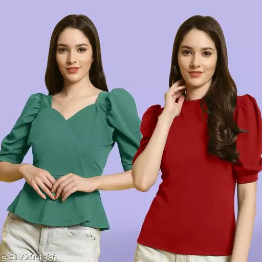 Clasic Casual Fashion Forward Women's Tops - Pack of 2