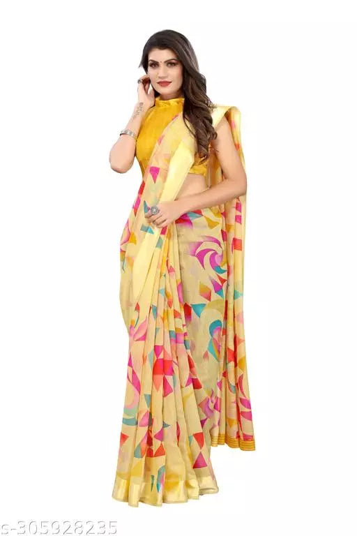 BEST DESIGNER LIGHT WEIGHT COMFERTABLE WEAR BEAUTIFUL SAREE ( CHANDERI COTTON- MIX LENIN) WITH BLOUSE