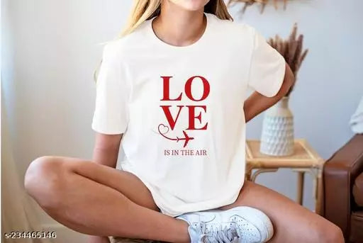 Vivient Women White Love Printed T-Shirt