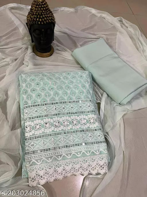 Lucknawi Georgette 60 Gram Party Wear wedding Wear and daily wear Salwar Suits & Dress Materials