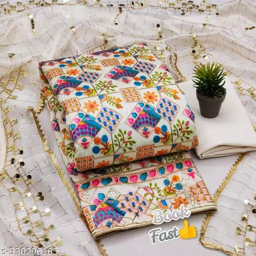 Exclusive Fancy Patiala Mirror Type Super Best Quality Cotton Suits & Dress Materials