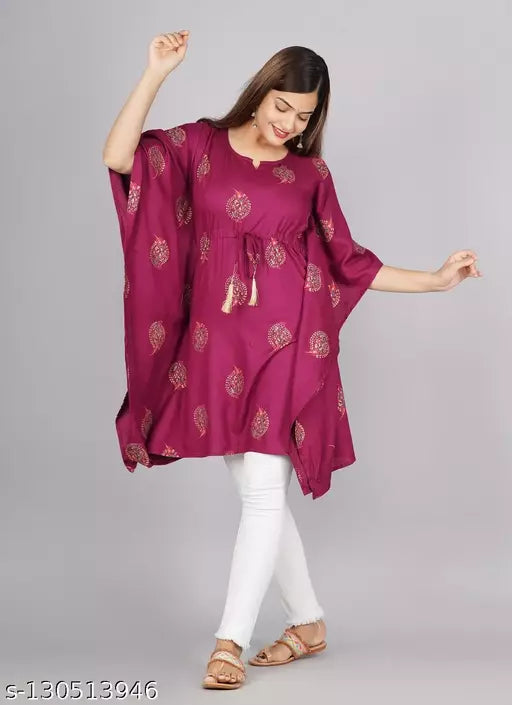 womens Rayon Printed kaftan  partywear kaftan  kaftan type top  festival wear  jeans kaftan  trendy wear
