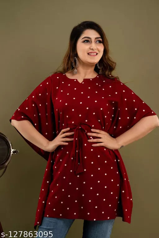 Stylish Rayon Printed Black   women Kaftan Top