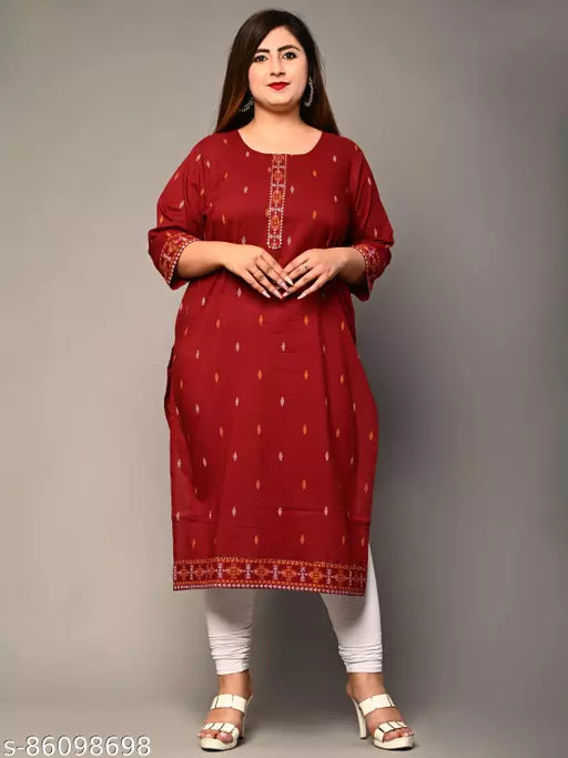 Swasti  Plus Size Plus Size  Women Printed Pure Cotton Straight Kurta