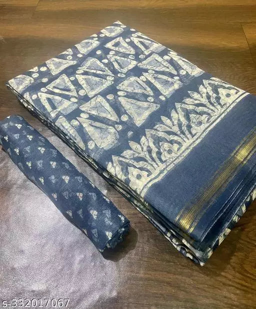 TRIO PRINTED COTTON BLENDED SAREE