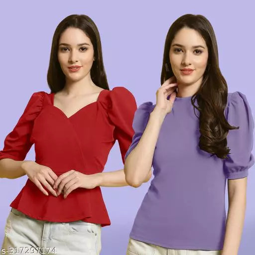 Clasic Casual Fashion Forward Women's Top - Pack of 2
