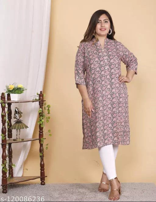 Shritikas Designer Printed Reyon Big Size Kurti For Women 