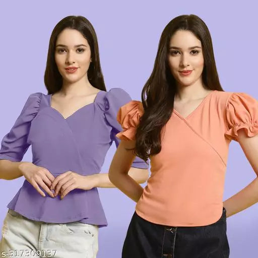 Clasic Casual Fashion Forward Women's Tops - Pack of 2