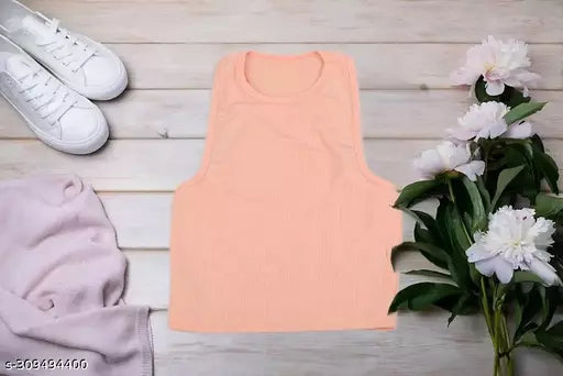 Women's Solid Cotton Rib Knit Crop Tank Top