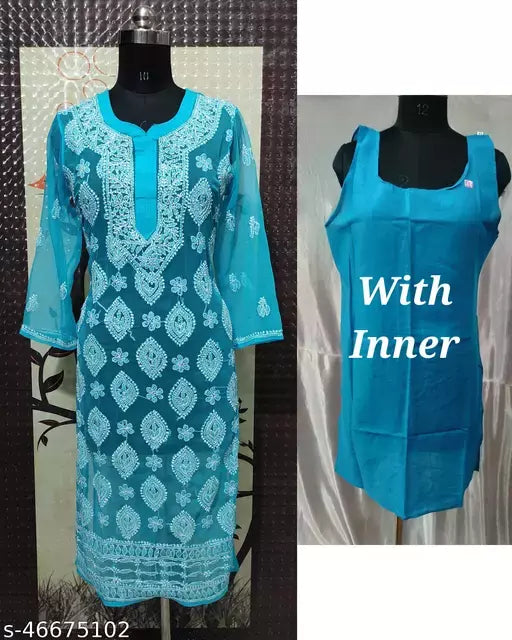 Handwork Chikankari Chiffon boota jaal with inner.
