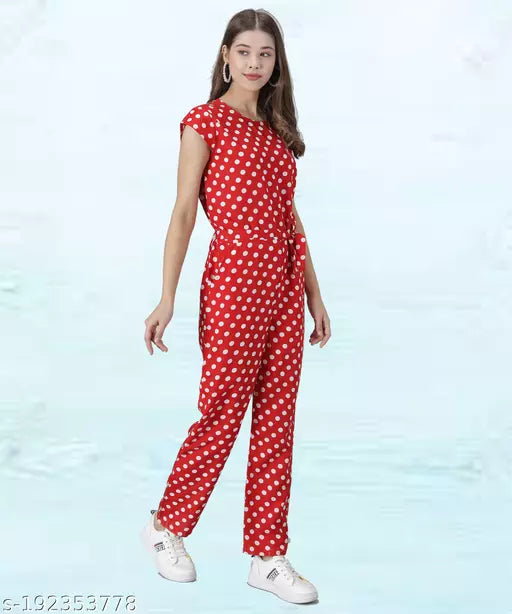 Vivient Women Red Polka Dot Jumpsuite