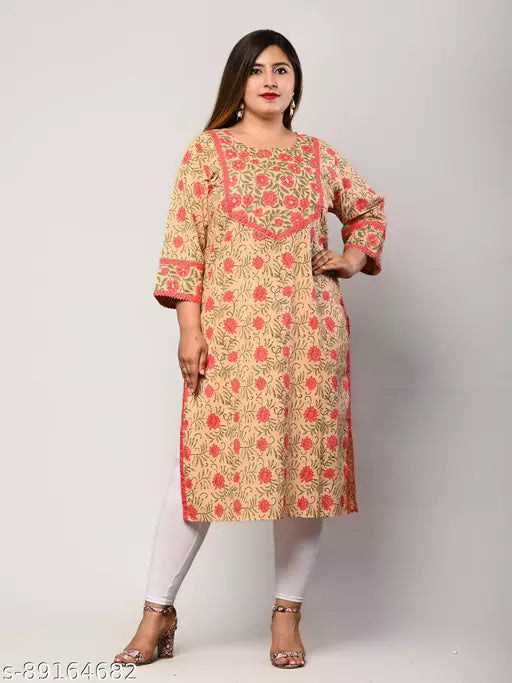 Swasti  Plus Size  Women Printed Pure Cotton Straight Kurta