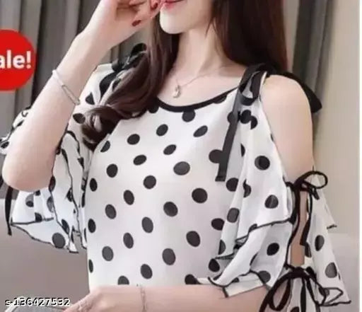 retro women dotted white top
