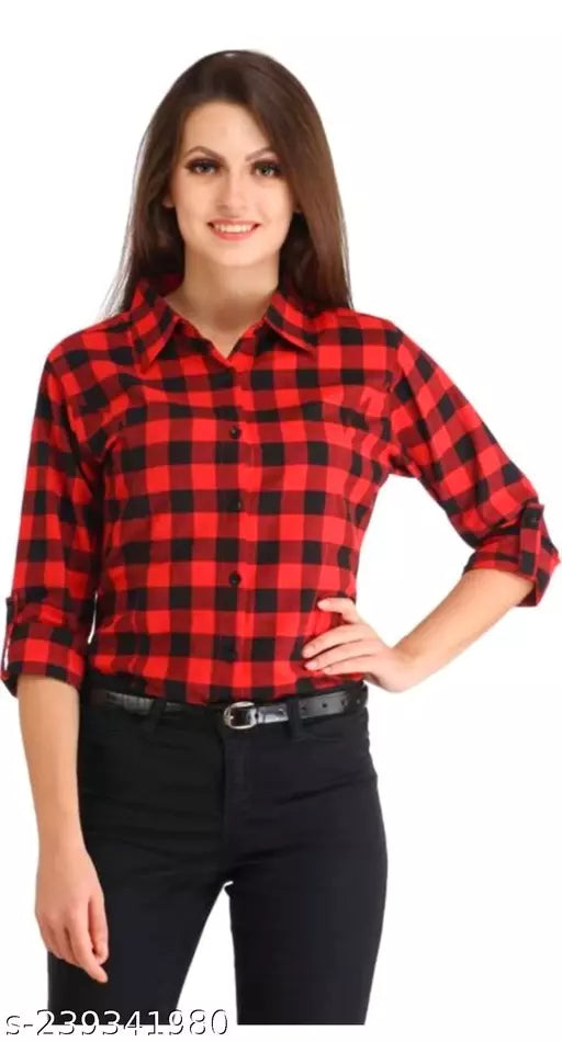 checkered button down collar casul shirt