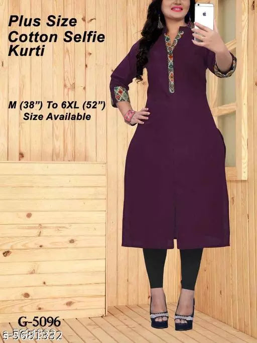 Women's Solid Cotton Kurti