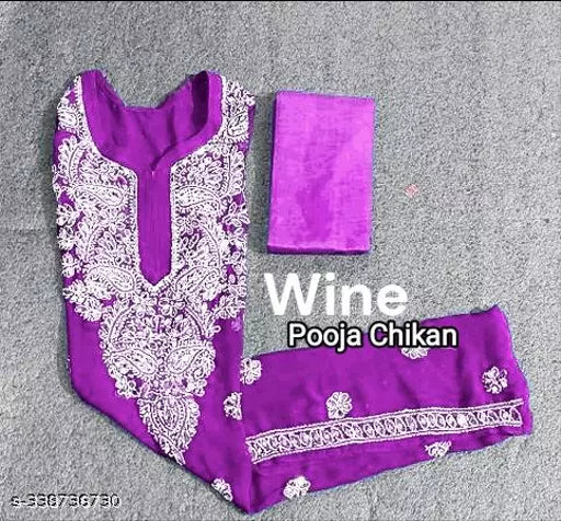 Chikankari embroidered mirror work gala booty chiffon kurti with cotton inner.