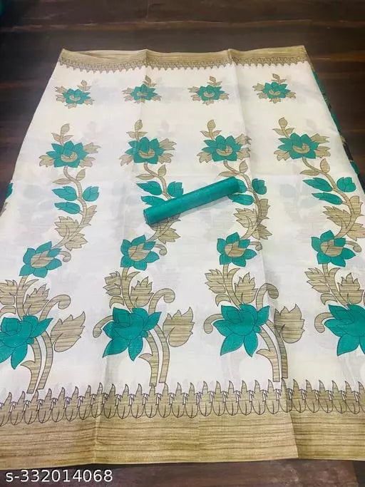 LIGHT WEIGHT FLORAL PRINTED KHADI SILK BLENDED SAREE