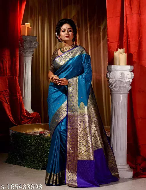 Banarasi Satin Silk Stone Work Saree With Heavy Pallu