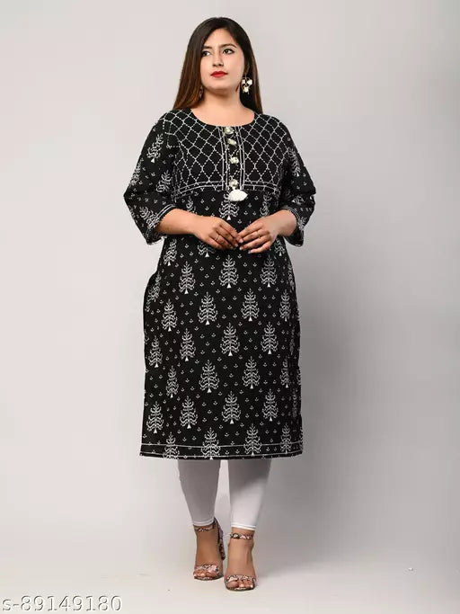 Swasti  Plus Size Women Floral Print  Printed Cotton Blend Straight Kurta