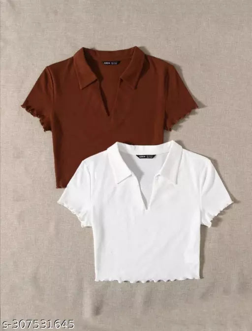Stylish collar top combo