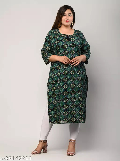 Swasti Plus Size Women Printed Pure Cotton Straight Kurta