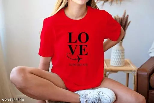 Vivient Women Red Love Printed T-Shirt