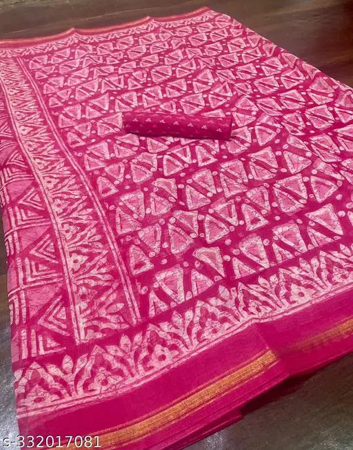 TRIO PRINTED COTTON BLENDED SAREE