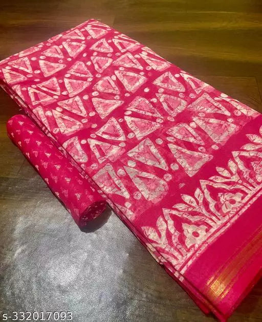 TRIO PRINTED COTTON BLENDED SAREE