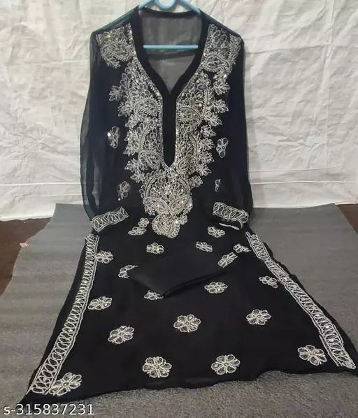 MIRROR WORK CHIKANKARI KURTI WITH INNER