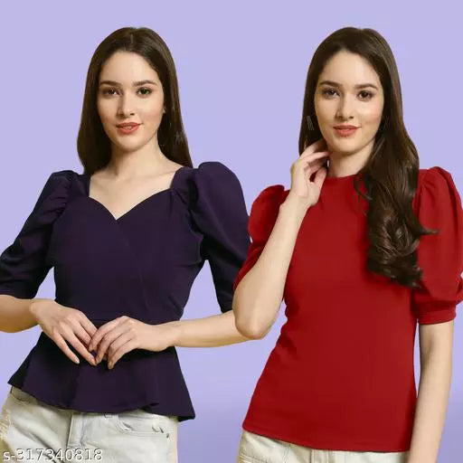 Clasic Casual Fashion Forward Women's Top - Pack of 2