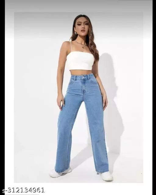 SAANU'S FASHION - STYLISH WIDE LEG DENIM JEANS FOR GIRLS & WOMEN