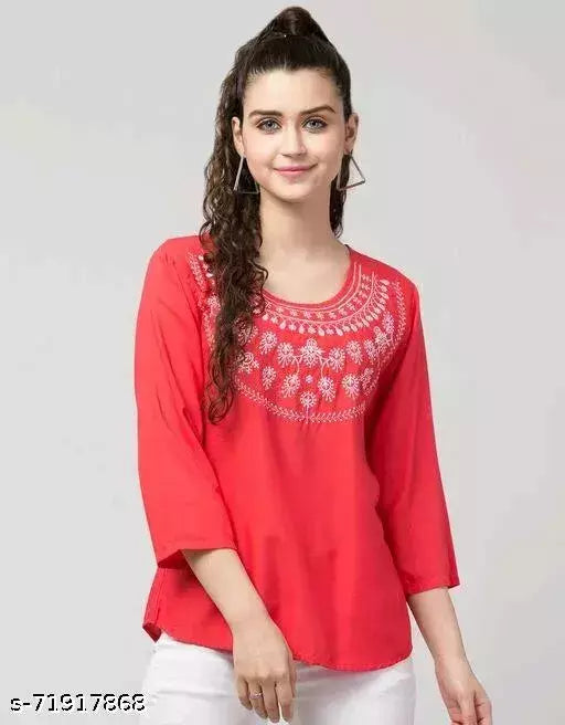womens Rayon Embroidery top  partywear top  top  festival wear top   jeans top  trendy wear top