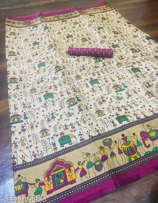 WARLI PRINT KHAADI SILK BLENDED SAREE