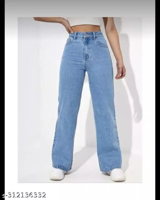 SAANU'S FASHION - STYLISH WIDE LEG DENIM JEANS FOR GIRLS & WOMEN