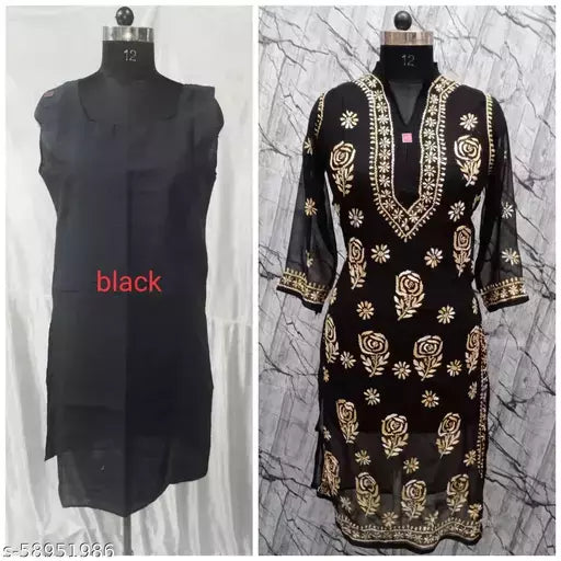 BLACK SHADED ROSE WITH INNER Kurtis