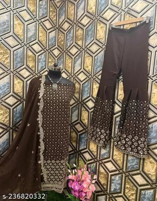 Aagyeyi Sensational Salwar Suits & Dress Materials Georgette 9mm Heavy sequence Work Wear Suit Like Party Wear Garara suit