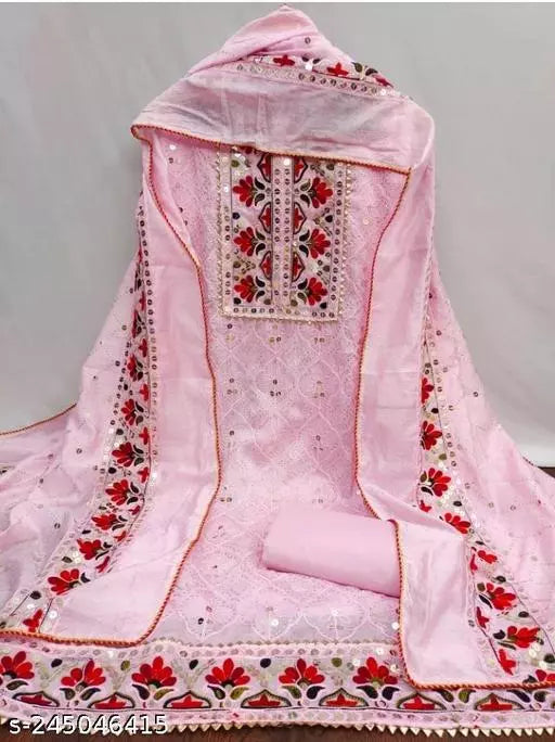 Chanderi Cotton Unstiched Salwar Suit And Dress Materials