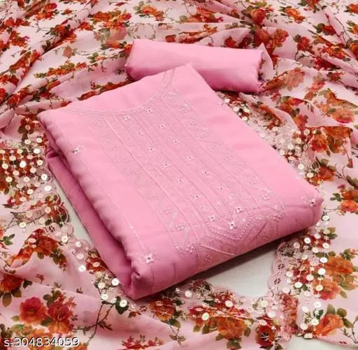 Banita Sensational salwar suit Georgette Multiwork Suits Sequence Embroidered Party Wear Best Of Salwar Suits & dress Materials Pink Colours