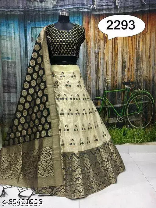 BANARASI SELF DESIGN LEHENGA CHOLI (BLOUSE IS UN-STITCHED) BY VAIDIK