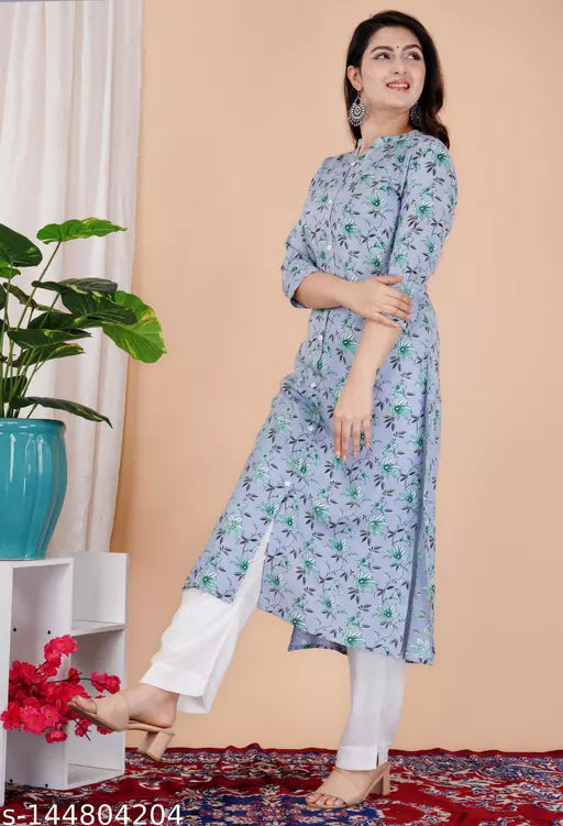 Stylish Rayon Printed Black Anarkli kurtis For women