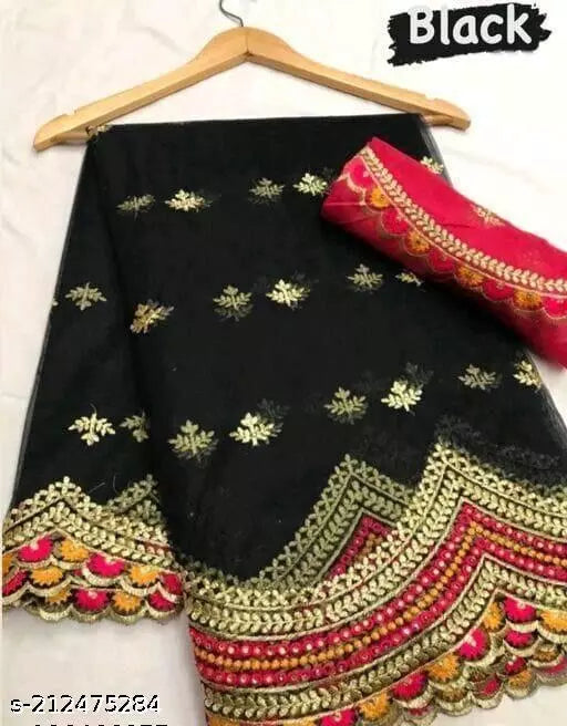 PUSHPA BLACK SUPER EMBROIDERY SAREE BY KRADDLE