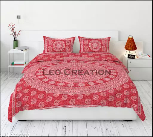 Jaipuri Pure Cotton Double Queen Bedsheet With 2 Pillow Covers