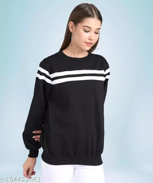 Vivient Women Black Front Striped Pullover