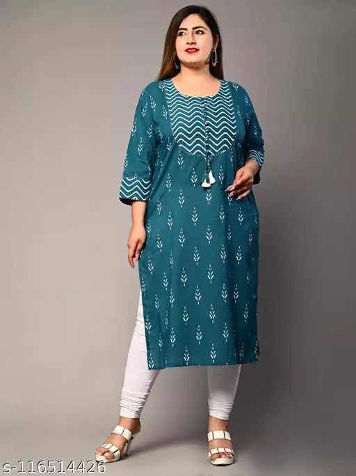 Swasti  Plus Size Women Printed Pure Cotton Straight Kurta