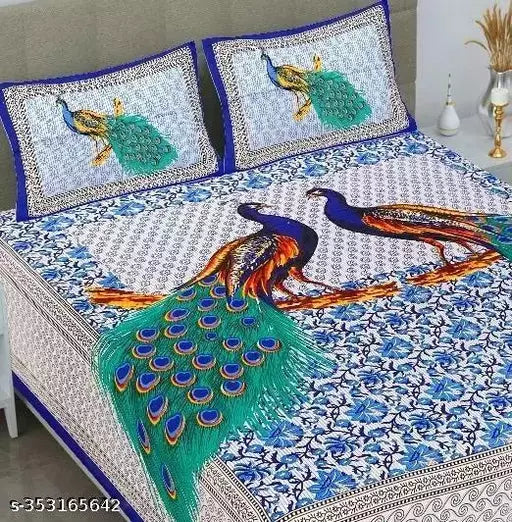 Pure Cotton Jaipuri Double Bedsheet With 2 Pillow Covers