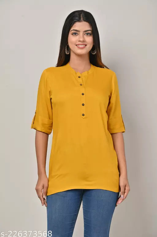 Plus Size -Swasti Women Printed   Rayon Straight Short Kurti (B/Green)