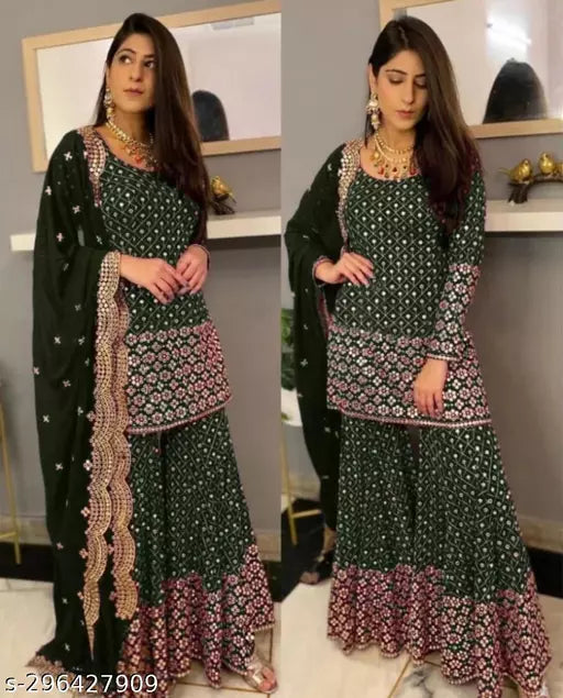 Aagyeyi Sensational Salwar Suits & Dress Materials New Fancy Garara Georgette 9mm Heavy sequence Work Wear Suit Like Party Wear Garara suit
