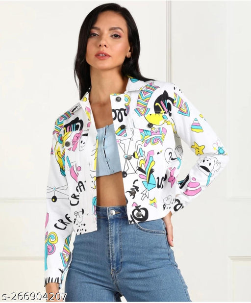 Printed white twill cotton jacket